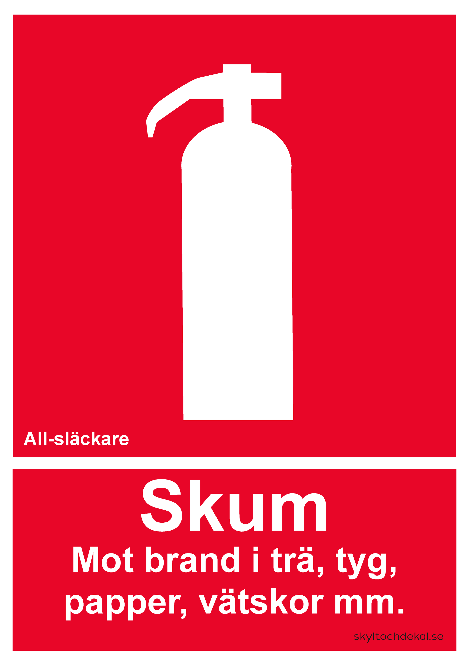 brandsläckare skum med text