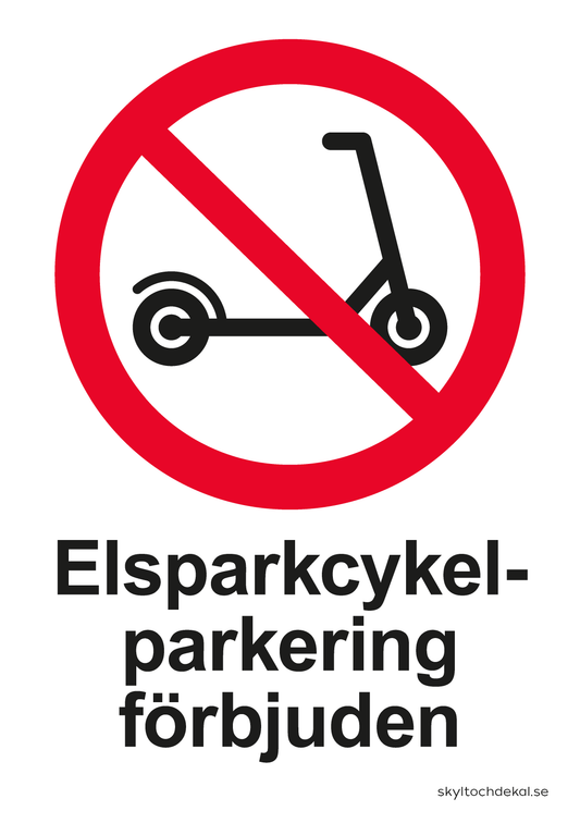 skylt elsparkcykelparkering  förbjuden (med text)