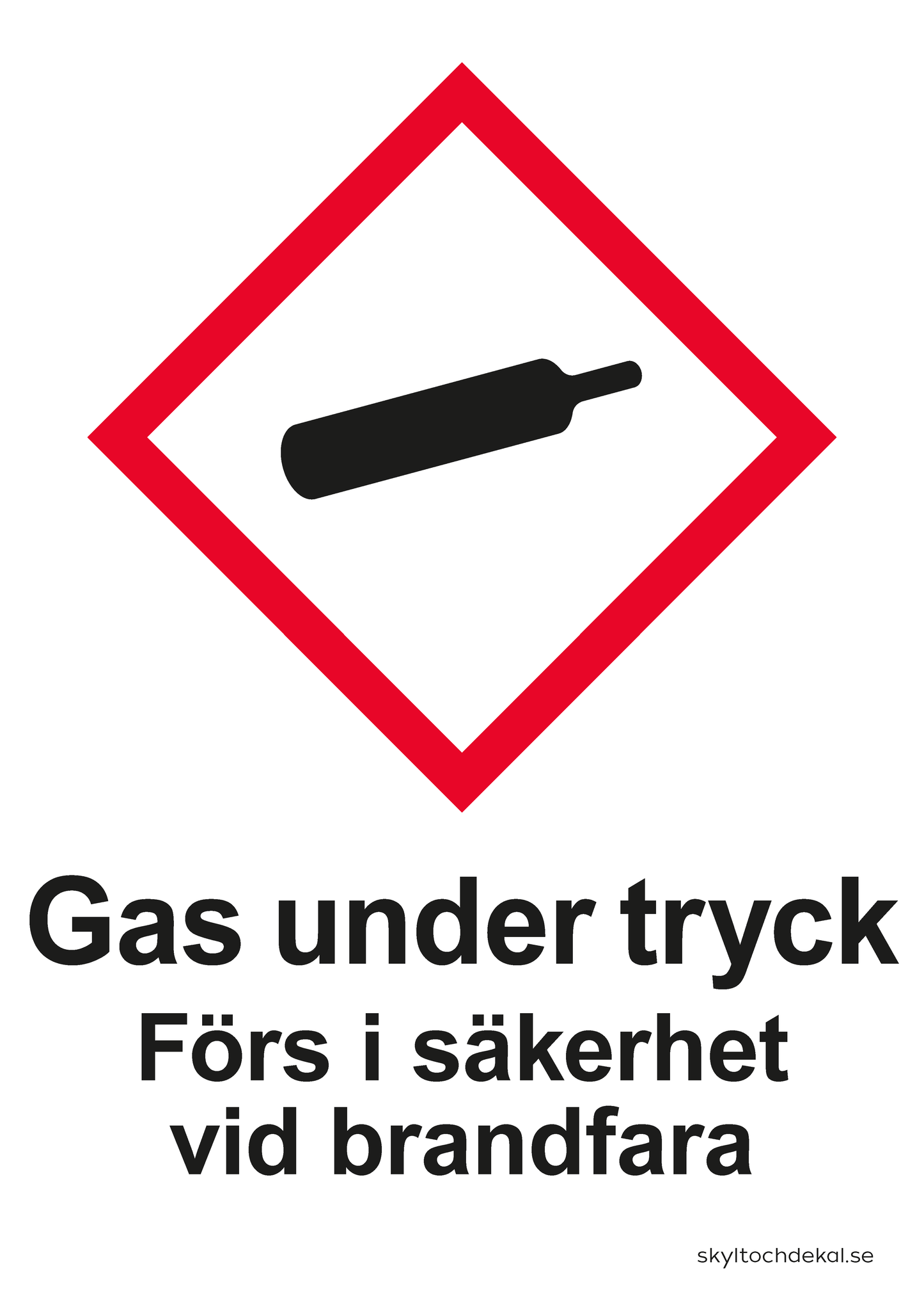 skylt gas under tryck, med text