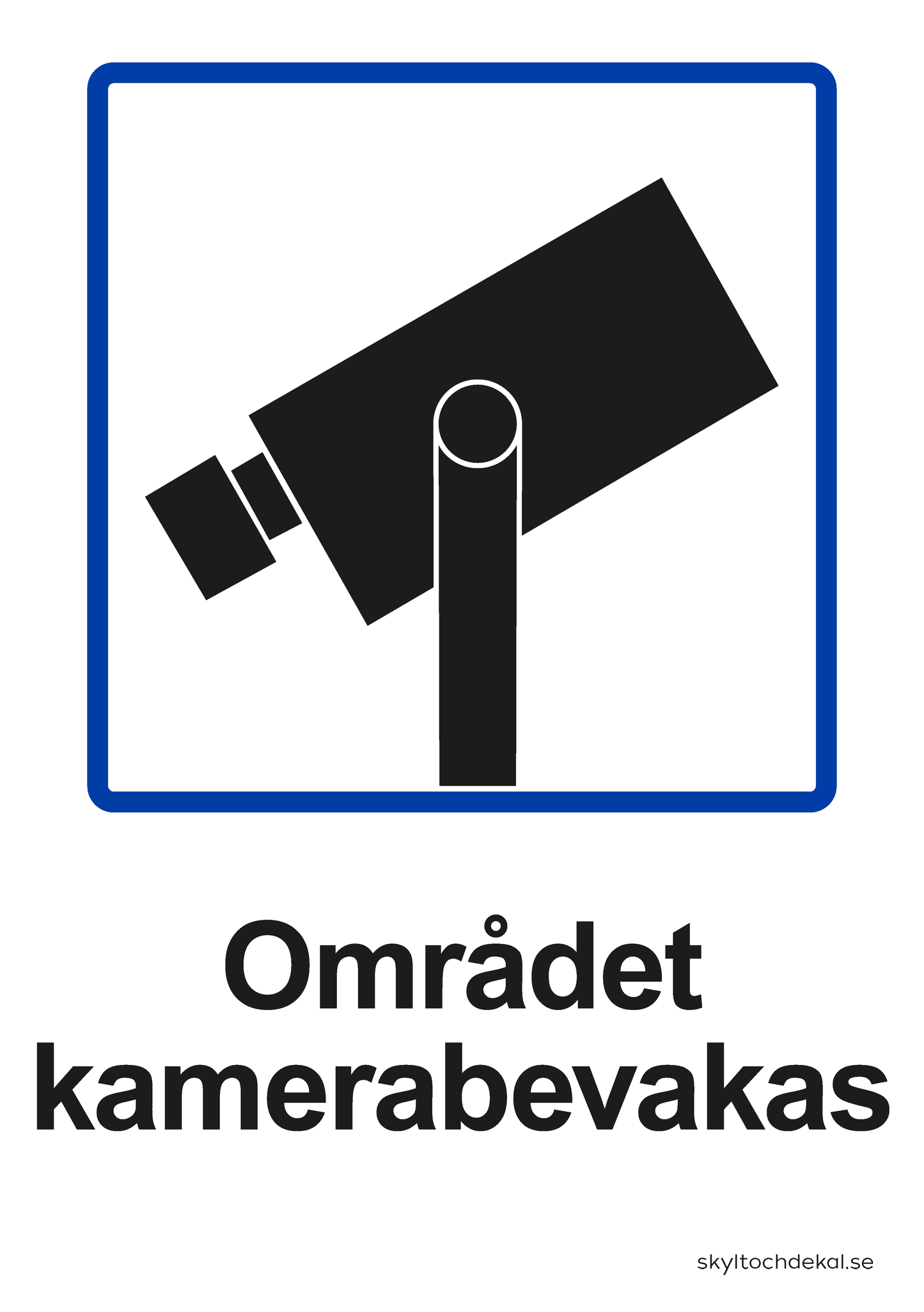 skylt området kamerabevakas, med text