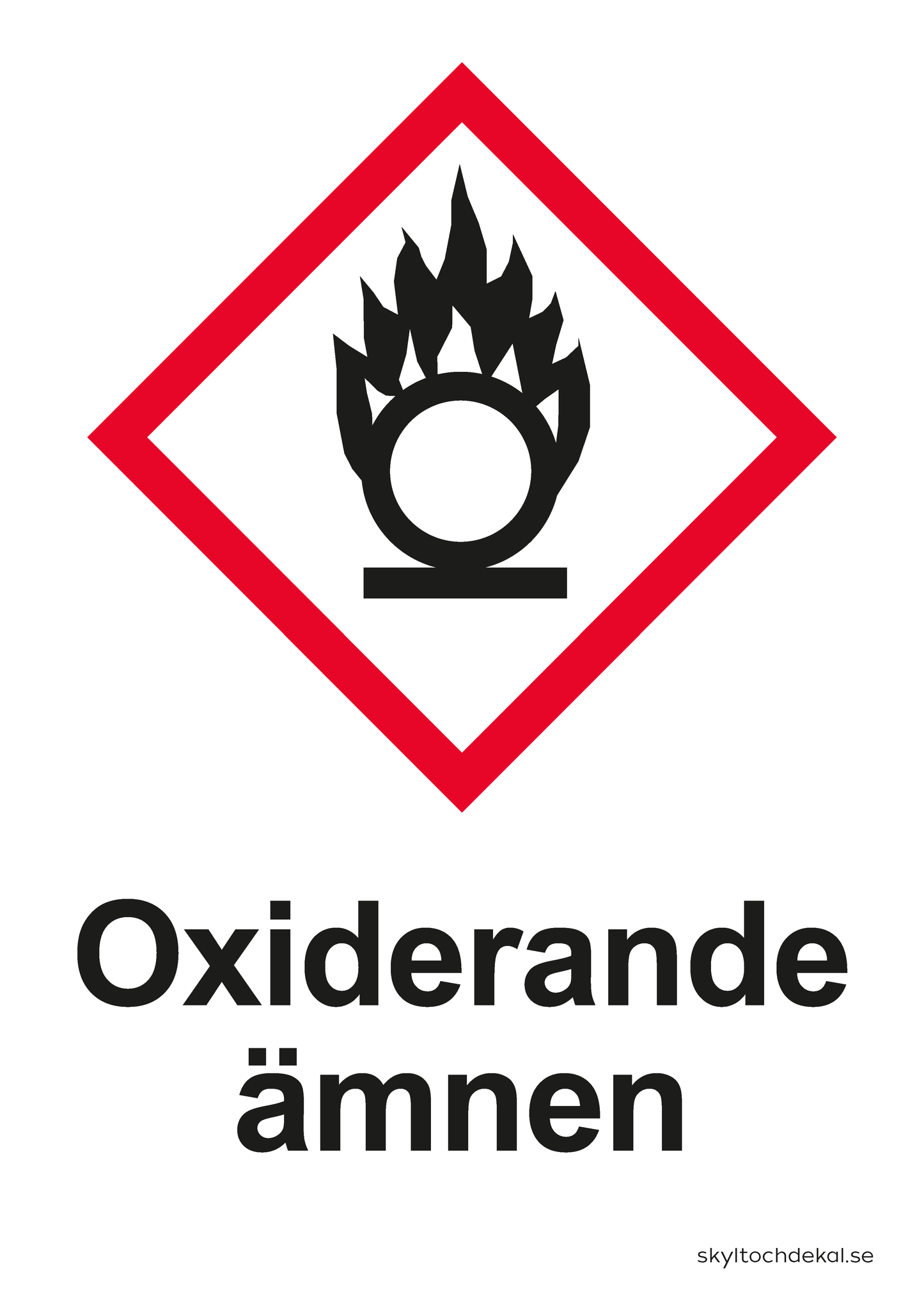 skylt oxiderande ämnen, med text
