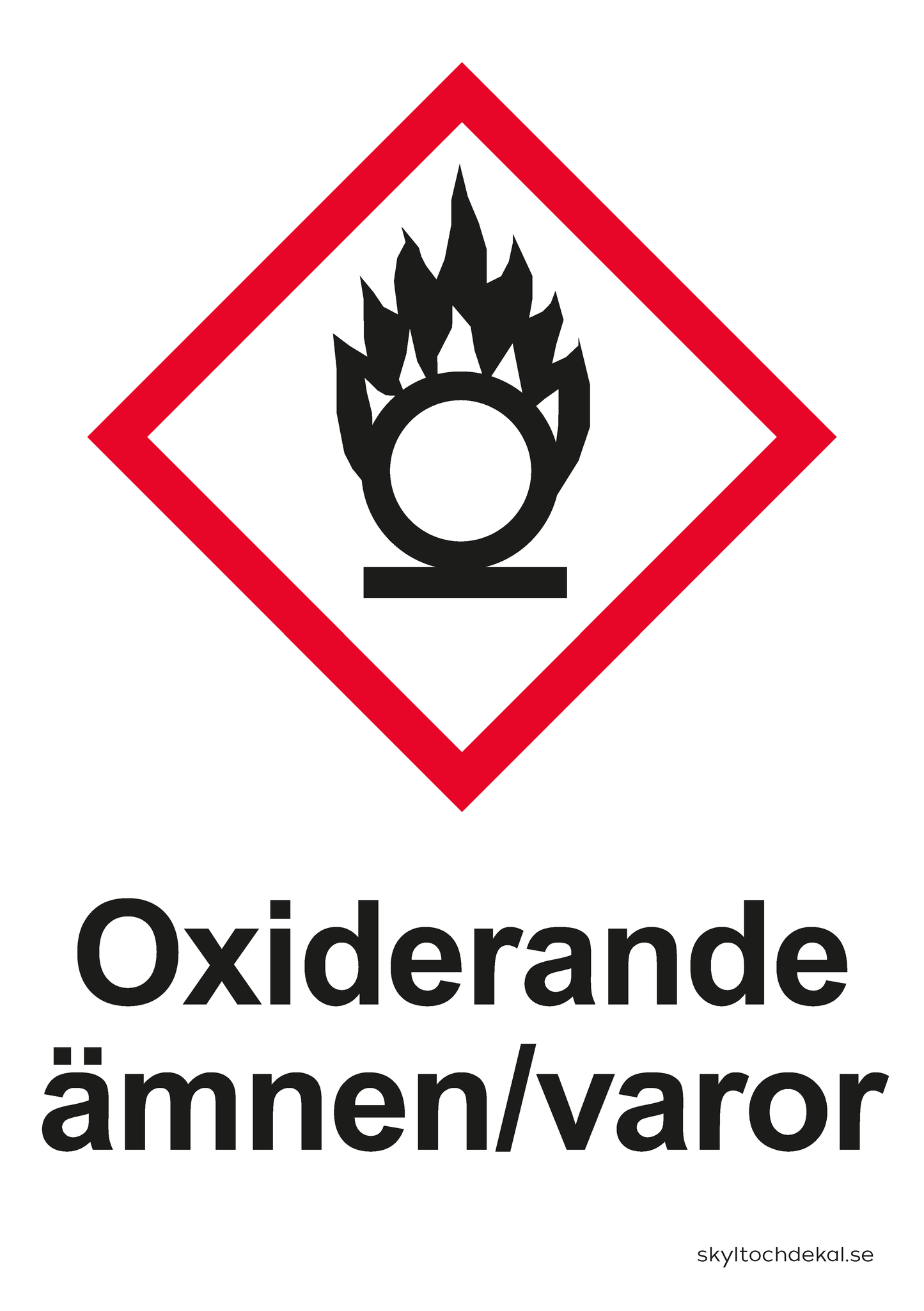 Oxiderande ämnen/varor, med text