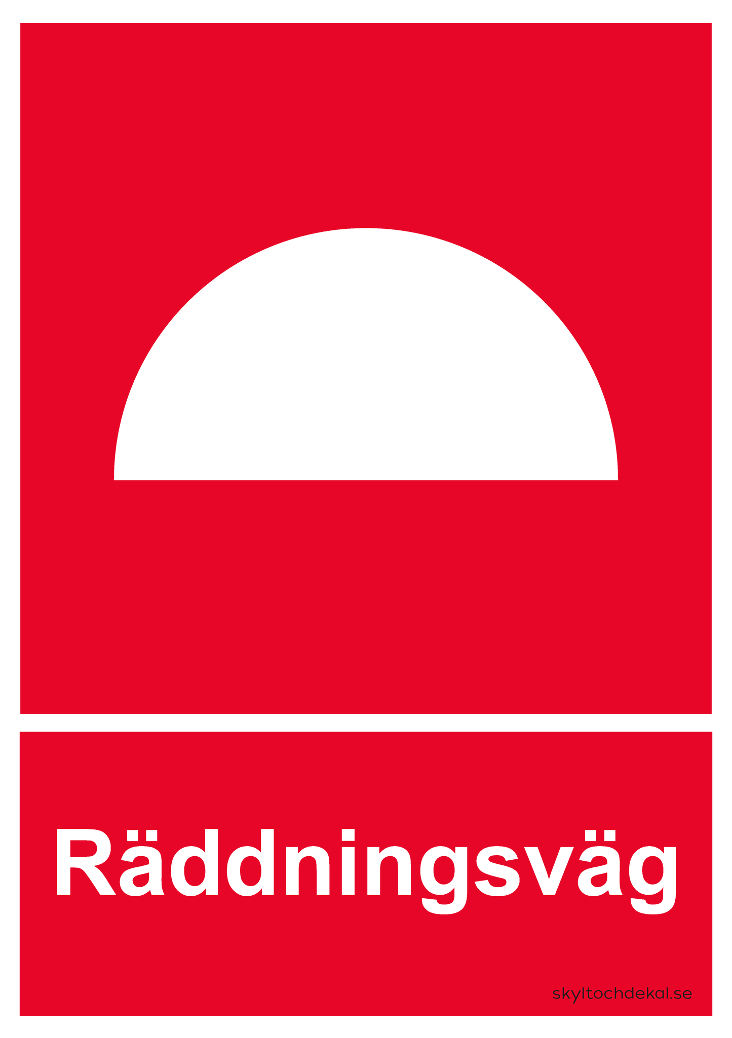 skylt räddningväg, stående