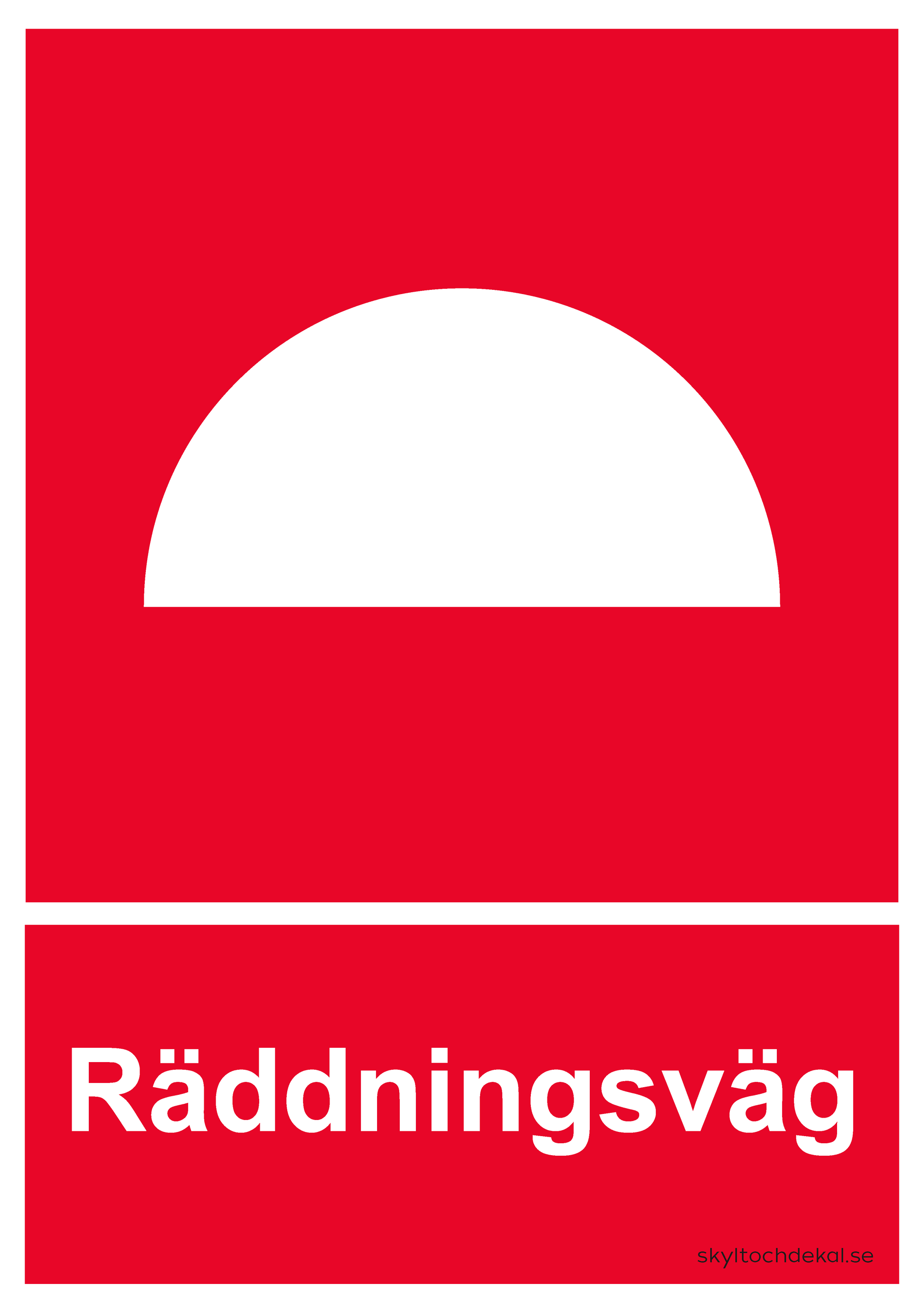 skylt räddningväg, stående