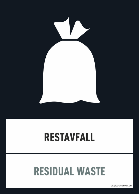 Restavfall Sign Skyltar för restavfall – Skyltochdekal.se