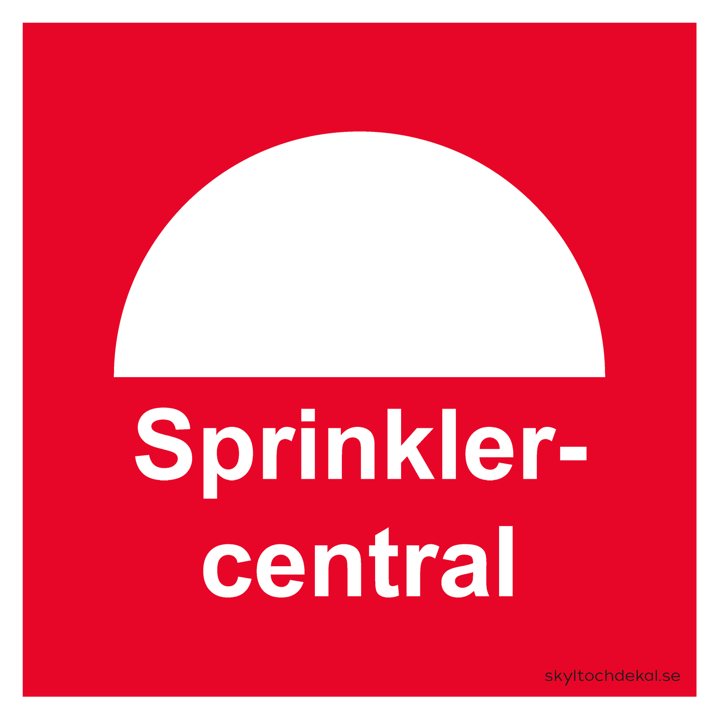 skylt sprinklercentral, kvadratisk