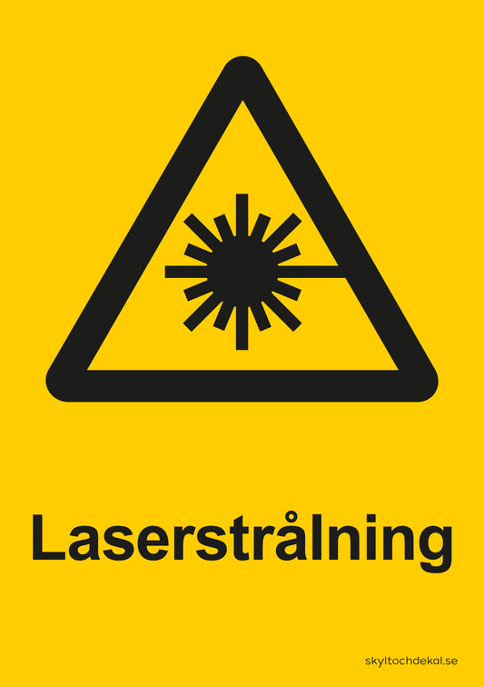 varningsskylt laserstrålning, med text