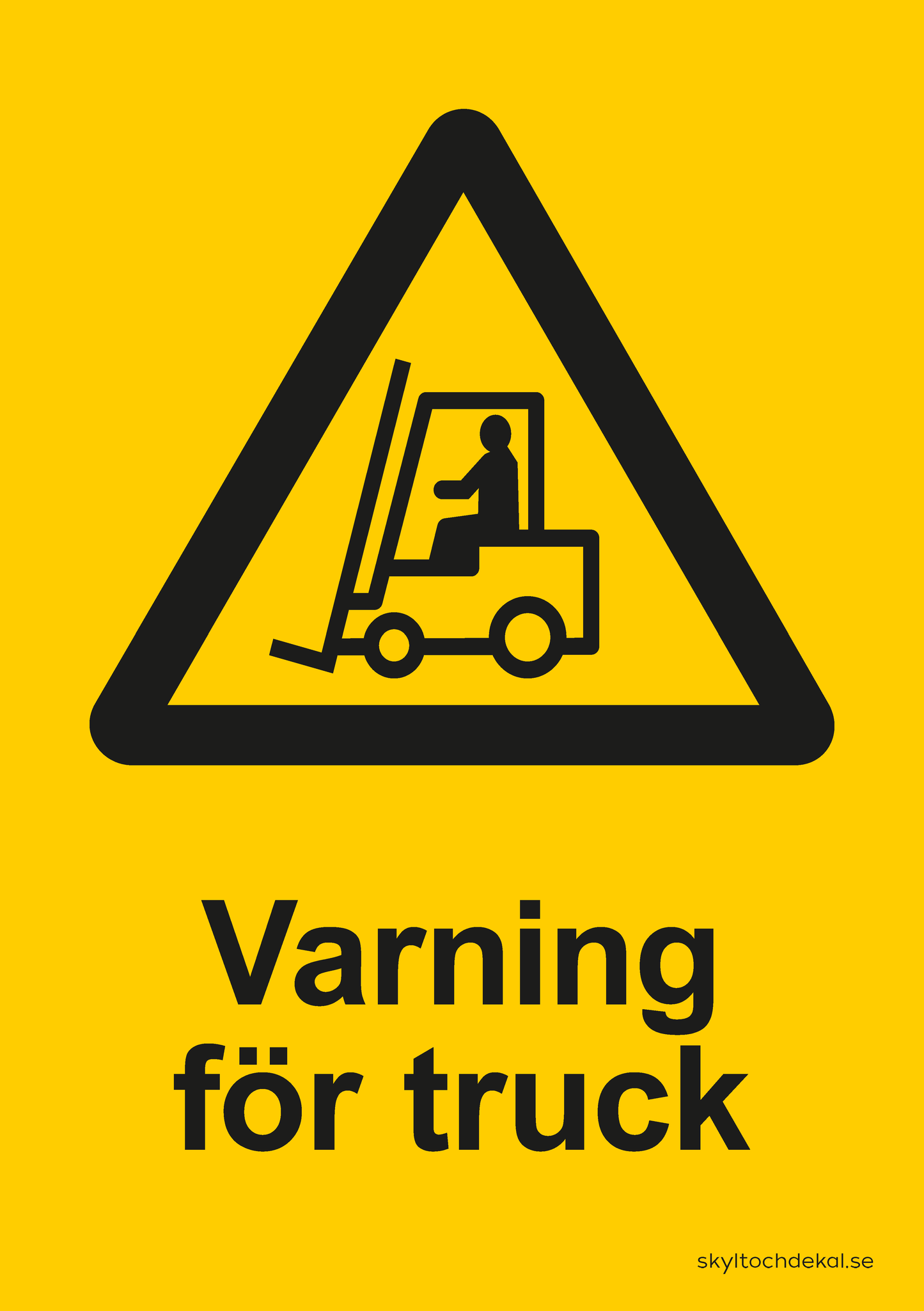 varning för truck, med text