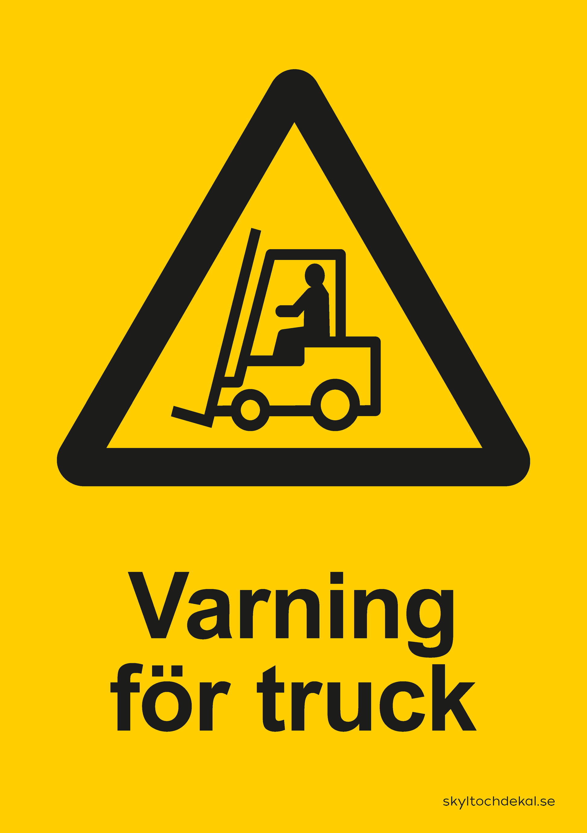 varning för truck, med text
