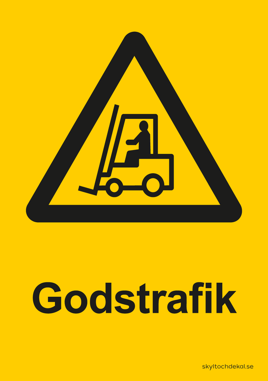 skylt godstrafik, med text
