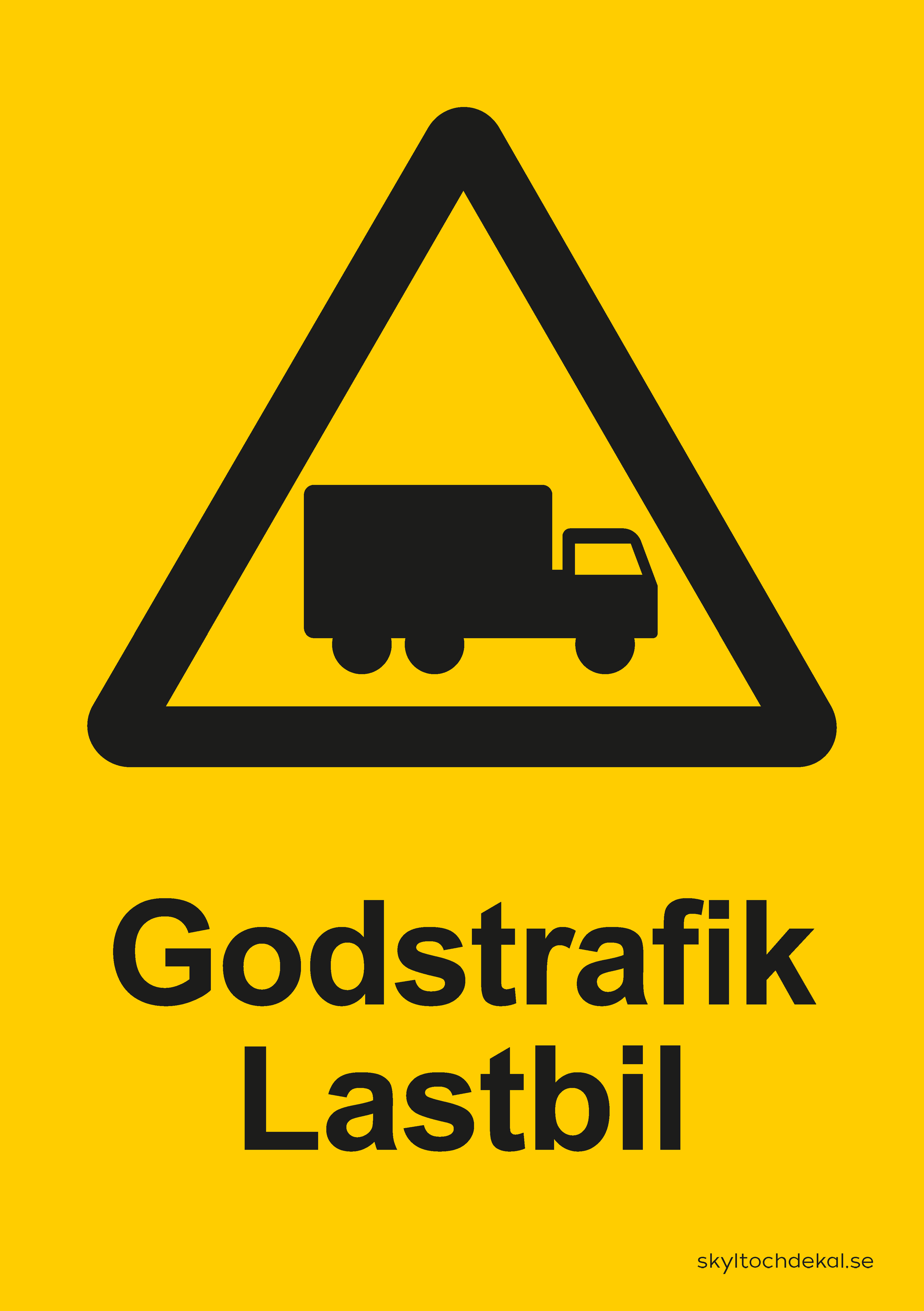 skylt godstrafik lastbil, med text