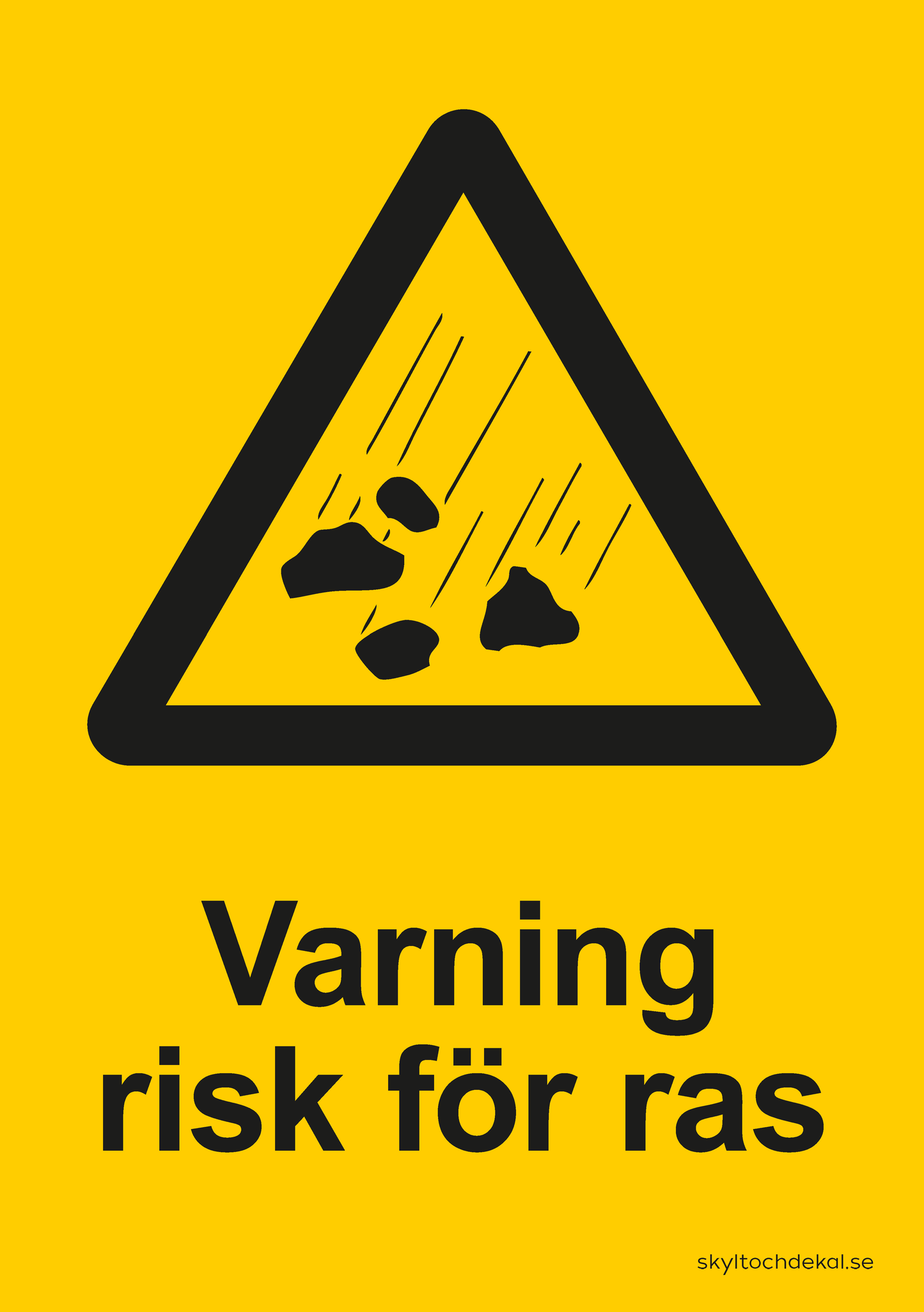 skylt varning risk för ras, med text