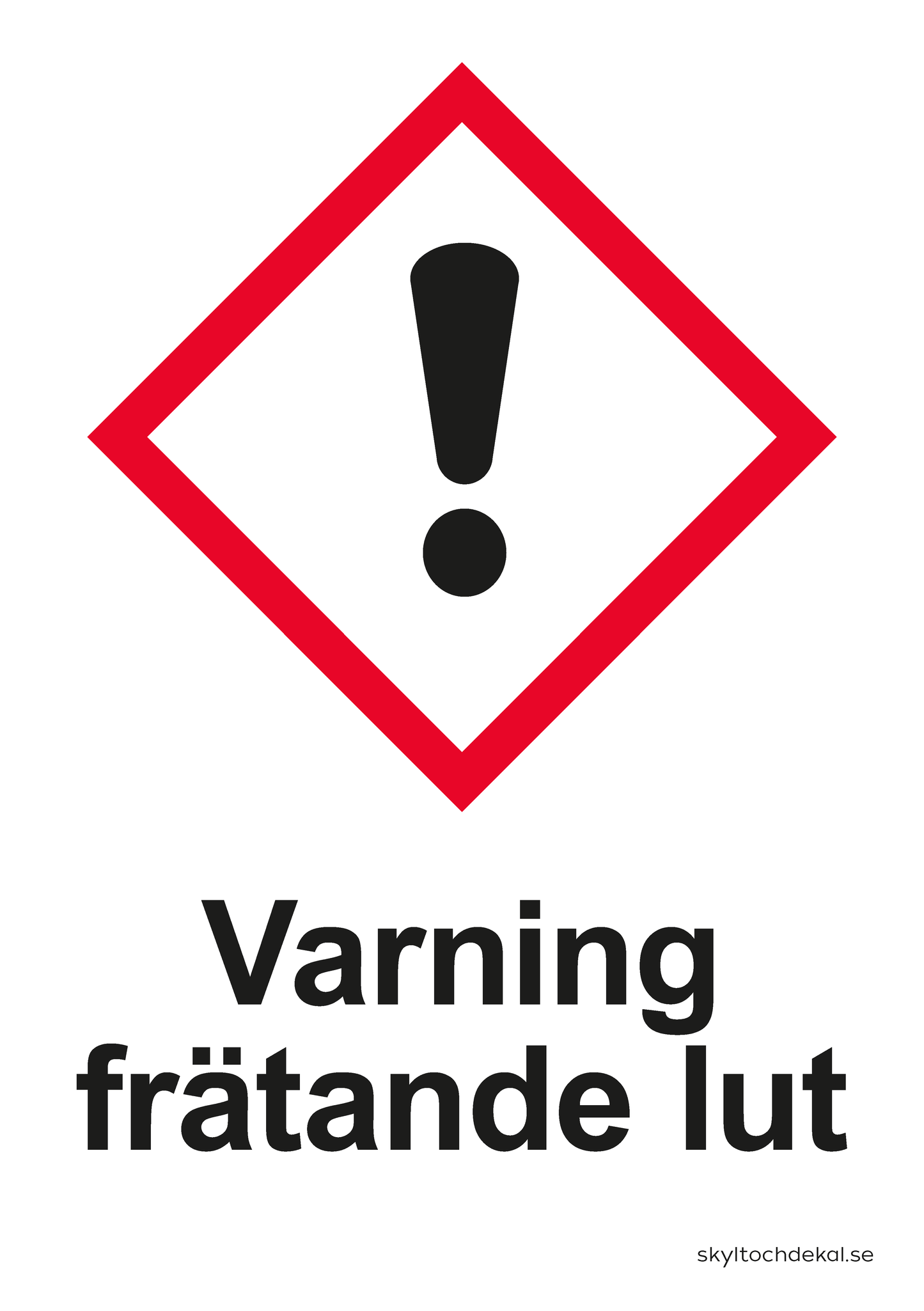 Varning frätande lut, med text
