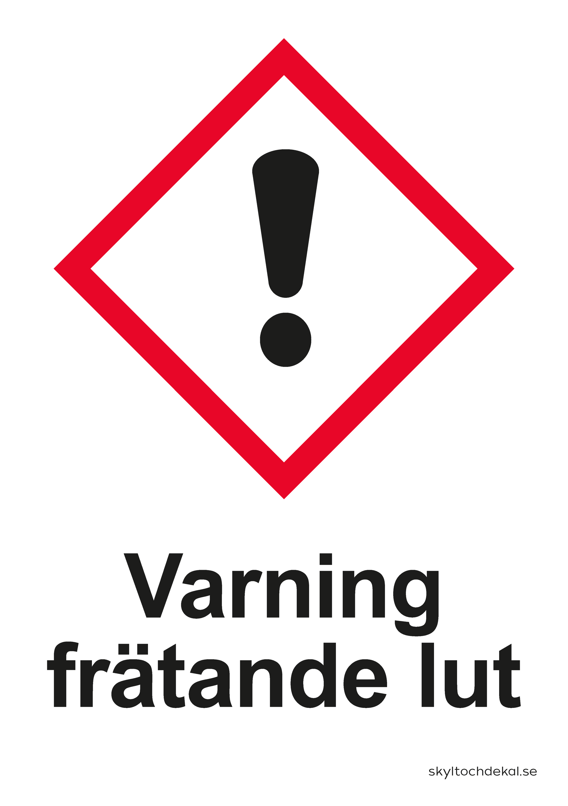 Varning frätande lut, med text