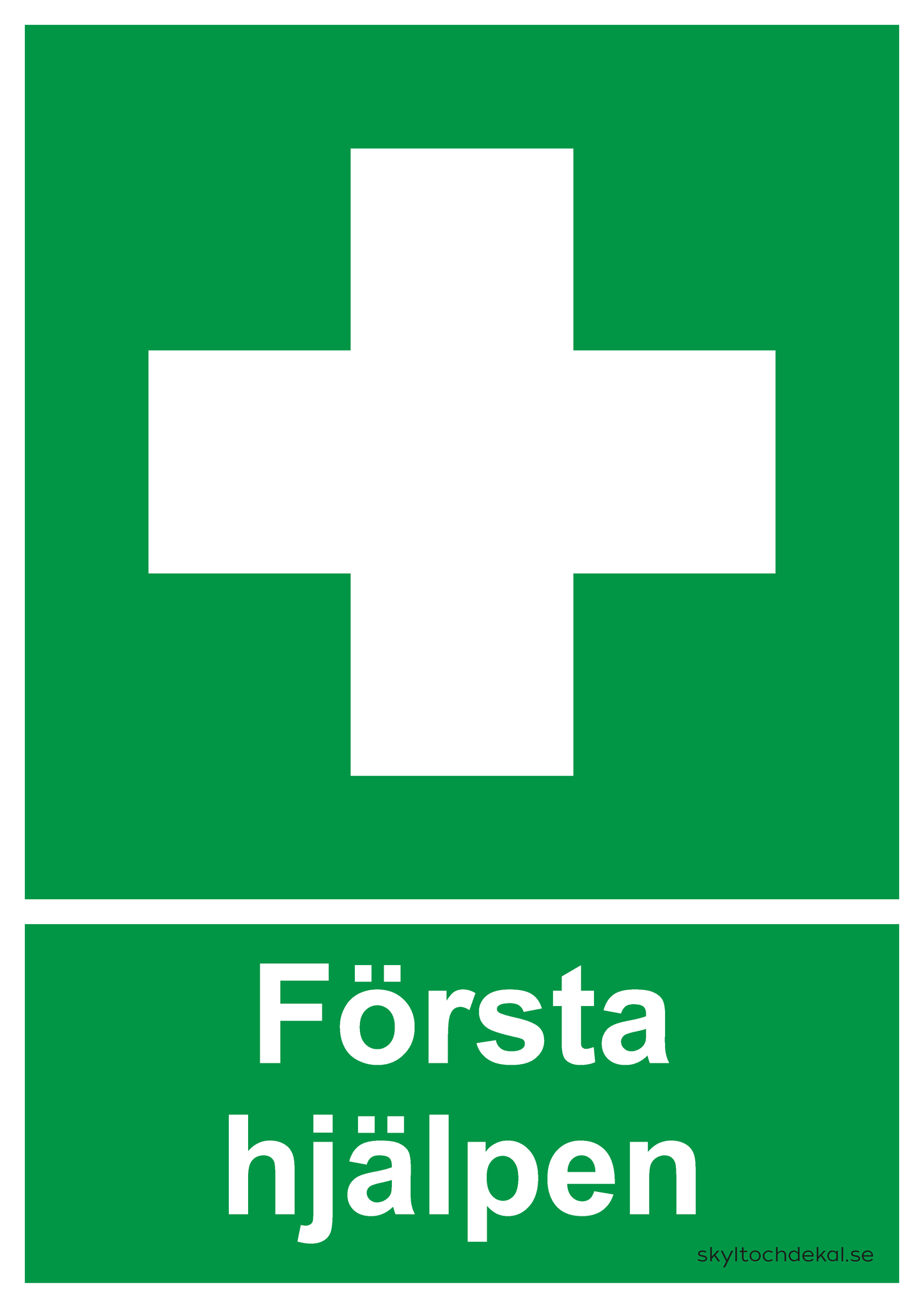 skylt första hjälpen, med text