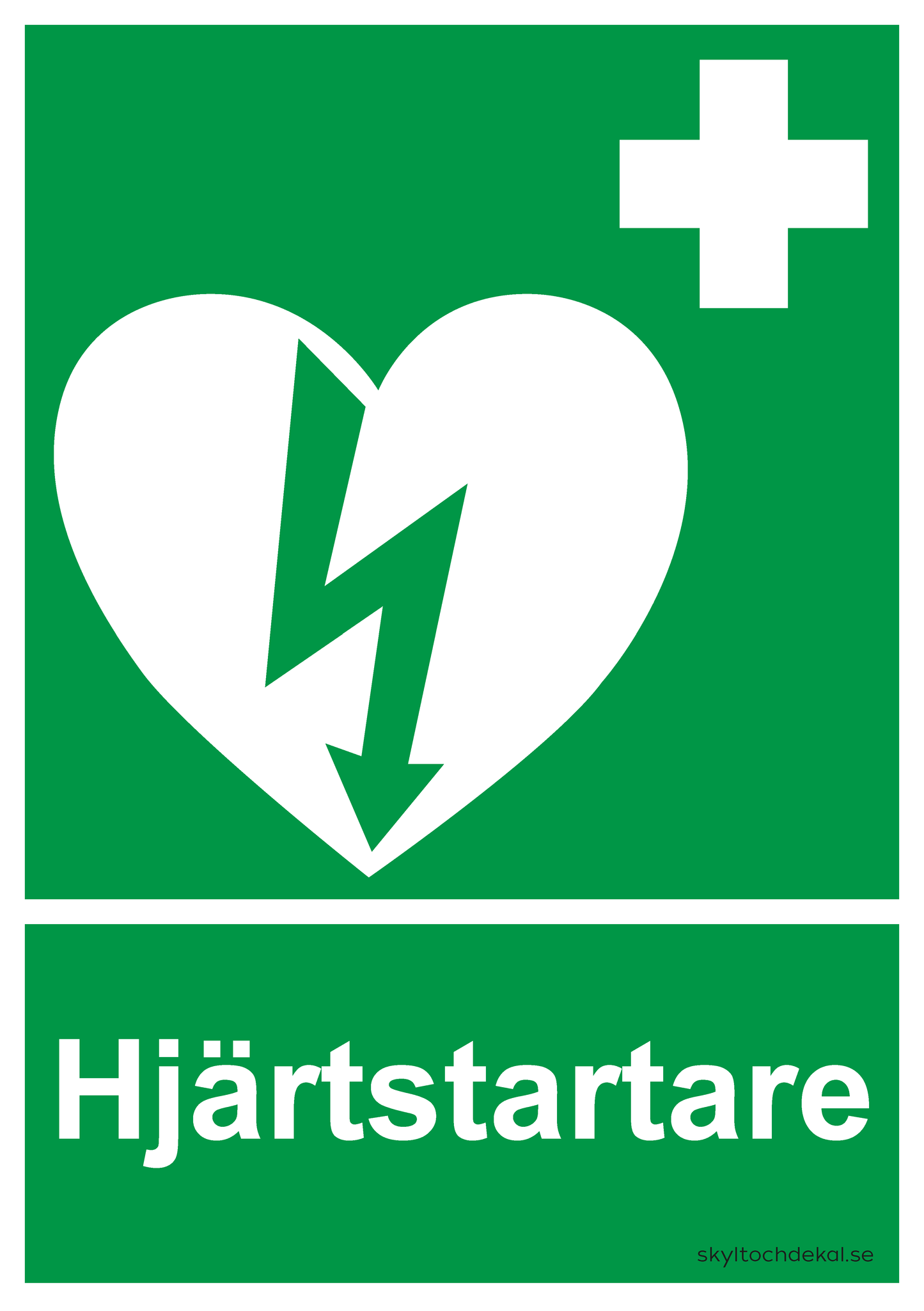 skylt hjärtstartare, med text