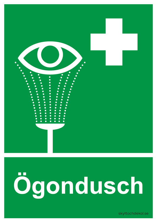 skylt ögondusch, med text
